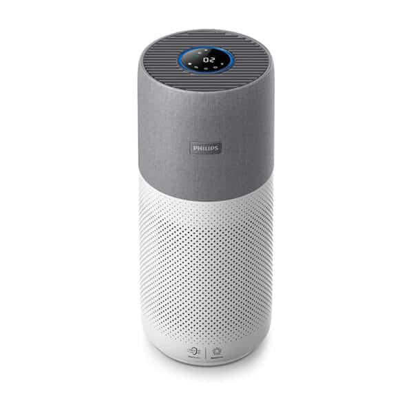 Philips AC3033/10 Luftreiniger Connected 3000I entfernt bis zu 99,9% der Viren und Aerosole* aus der Luft (für Allergiker und Raucher, um 104M², Cadr 400M³/H, mit App-Steuerung) weiss/silber