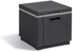 "Allibert by Keter" Beistelltisch Ice Cube, graphit, Kühlbox, Deckel abnehmbar, doppelwandig, Kunststoff, flache Rattanoptik – Bild 3