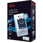 AEG GR201S s-bag Staubbeutel Classic Long Performance (4 Staubsaugerbeutel für dauerhaft hohe Saugleistung, optimale Filtration