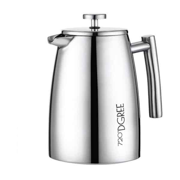 720°DGREE Edelstahl French Press “Sunrise“ - 1Liter - BPA-Frei - Kaffeebereiter, Pressstempelkanne, Pressfilterkanne mit permanent Filter - Elegante Kaffeekanne für 4-8 Tassen perfekten Kaffeegenuss