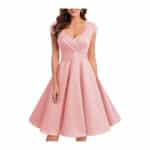 bbonlinedress 1950er Vintage Retro Cocktailkleid Rockabilly V-Ausschnitt Faltenrock