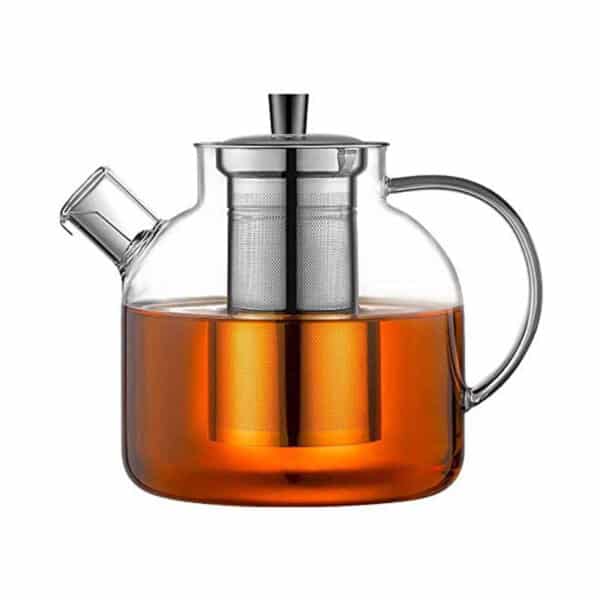Ehugos Teekanne Dickes Glas Teebereiter mit Edelstahl-Sieb Borosilicate Glaskanne