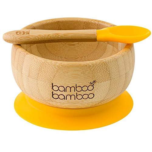 Bambus-Babyschale und Löffel-Set mit abnehmbarem, lebensmittelechtem Silikon-Saugnapf für Kinder - sicherer, stabiler, ungiftiger Saugnapf zum Selbstessen für Kleinkinder Bambus-Babyschale und Löffel-Set mit abnehmbarem, lebensmittelechtem Silikon-Saugnapf für Kinder - sicherer, stabiler, ungiftiger Saugnapf zum Selbstessen für Kleinkinder