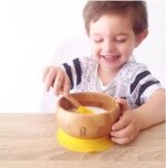 Bambus-Babyschale und Löffel-Set mit abnehmbarem, lebensmittelechtem Silikon-Saugnapf für Kinder - sicherer, stabiler, ungiftiger Saugnapf zum Selbstessen für Kleinkinder – Bild 6