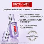 L'Oréal Paris Augenserum mit 1,5% Hyaluronsäure und 1% Koffein für eine strahlende Augenpartie, Mit kühlendem Kugel-Applikator, Revitalift Filler Augenserum, 1 x 20 ml – Bild 2