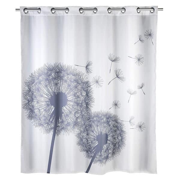 WENKO Anti Schimmel Duschvorhang Astera Flex, Textil Vorhang mit Antischimmel Effekt, grosse integrierte Ringe zur Befestigung an der Duschstange, waschbar, wasserabweisend, 180 x 200 cm