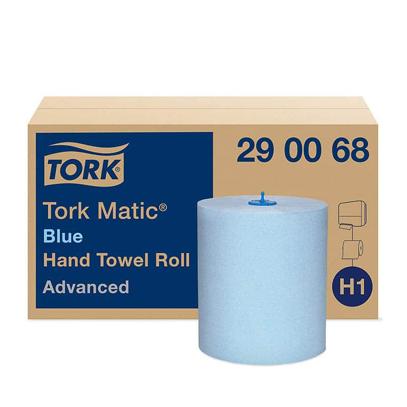 Tork Matic Rollenhandtuch Advanced 290068 - H1 Papierhandtücher für Rollenhandtuchspender, saugfähig und reissfest, nachverfolgbare Herkunft, 2-lagig, blau - 6 Rollen x 150 m Tork Matic Rollenhandtuch Advanced 290068 - H1 Papierhandtücher für Rollenhandtuchspender, saugfähig und reissfest, nachverfolgbare Herkunft, 2-lagig, blau - 6 Rollen x 150 m