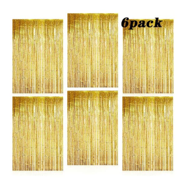 O-Kinee Lametta Vorhang ,Folienvorhänge,6 Stücke Folie Fringe Shimmer Vorhang, Folienfransen Vorhang Tinsel Curtain,Glitzer Vorhang Geburtstagsdeko Funkeln Dekoration(1m x 2m)