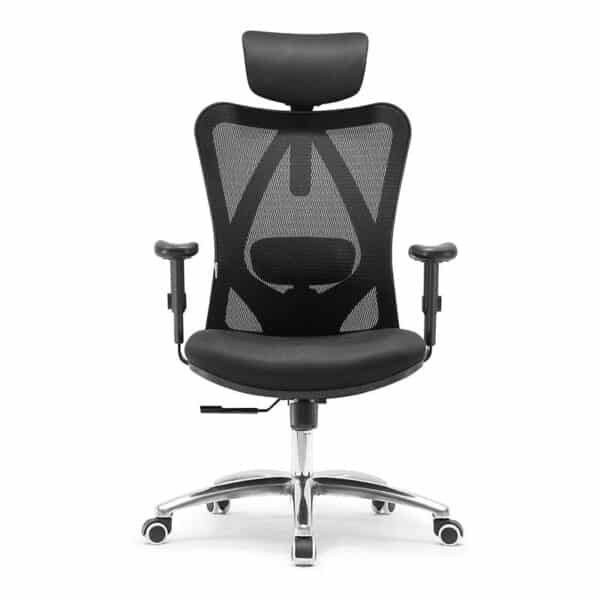 SIHOO Bürostuhl Ergonomischer Schreibtischstuhl, Drehstuhl hat Verstellbarer Lordosenstütze, Kopfstütze und Armlehne, Höhenverstellung und Wippfunktion, Rückenschonend, Bis 150kg/330LB Belastbar