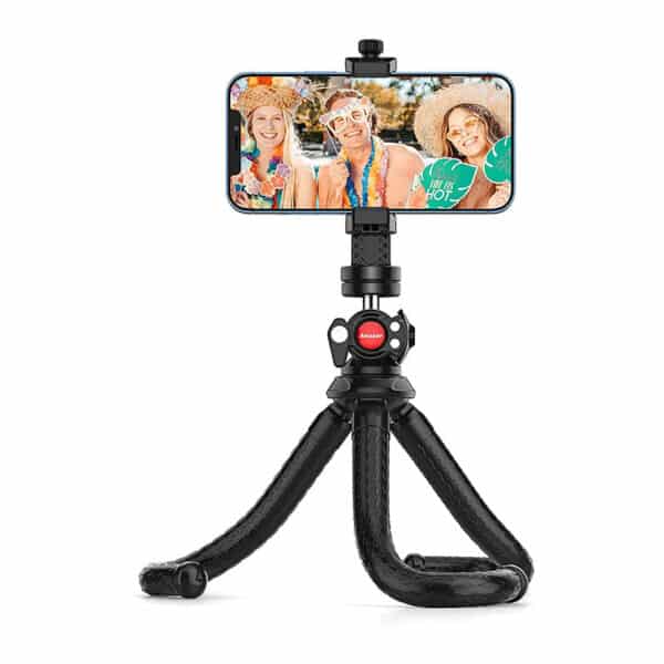 Anozer Handy Stativ, Smartphone Stativ flexibel, Tragbar Kamera Stativ mit Universalclip und Kaltschuhhalterung, um 360 °drehbares Tripod Selfie Stick für Smartphone, SLR-Sportkamera
