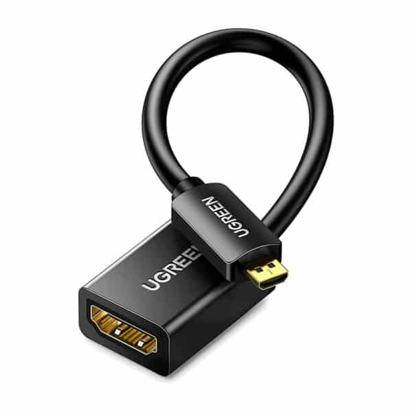 UGREEN Micro HDMI Adapter 4K 60Hz Micro HDMI auf HDMI Adapter 3D 1080P HDMI Typ D auf A Micro HDMI Adapterkabel kompatibel mit Raspberry Pi 4, Alpha 7R Kamera, Lenovo Yoga usw. Schwarz