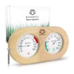 NORDHOLZ® Sauna Thermometer Hygrometer Holz - Präzise und leicht ablesbare Anzeige für die richtige Temperatur und Luftfeuchtigkeit - Sauna Hygrometer Thermometer - Hochwertiges Sauna Zubehör