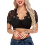 Parabler Damen Dirndlbluse Spitze Dirndl Bluse Trachten Bluse Kurzarm/Halbarm