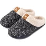 ULTRAIDEAS Ladies’ Cozy Memory Foam Slippers Fuzzy Wool-Like Plush Fleece Lined House Shoes w/Indoor, Outdoor Anti-Skid Rubber Sole