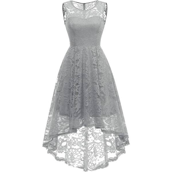 MuaDress 6006 Elegante Abendkleider Cocktailkleider Damenkleider Brautjungfernkleider aus Spitzen Knielange Rockabilly Ballkleid Rund Ausschnitt