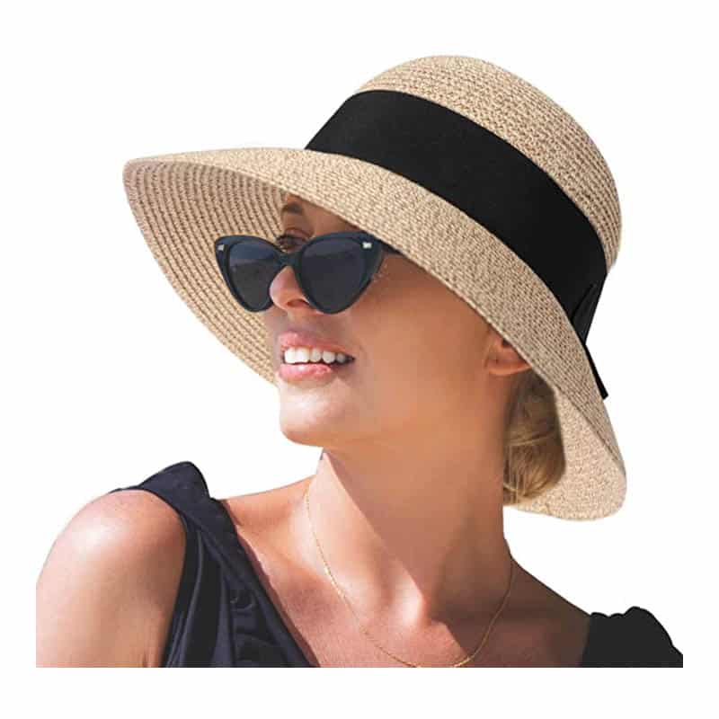 SIGGI Stroh Sommerhut mit Sonnen Shade für Damen schlaffer Strand Sonnenhut Breite Krempe SIGGI Stroh Sommerhut mit Sonnen Shade für Damen schlaffer Strand Sonnenhut Breite Krempe