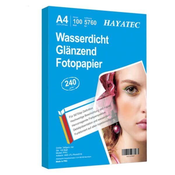 100 Blatt Fotopapier A4 hoch glänzend tintenstrahldrucker fotopapier Fotokarten Photokarten Sofort Trocken Wasserfest Hochweiss fotoblätter