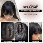 Echthaar Perücke gerade 2X4 Lace Front Perücke Echthaar mit Pony Perücke Damen Echthaar für Frauen – Bild 3