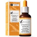Bio-Vitamin C Serum für das Gesicht MIT HYALURONSÄURE +RETINOL +FERULATSÄURE +JOJOBA-ÖL +VIT E - Anti Aging Aufhellendes Gesichtsserum für reinen Hautglanz - Reduziert Falten & dunkle Flecken (Vegan)