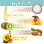 PraNaturals Erfrischendes Körperpeeling Body Scrub aus dem Toten Meer 500g 100% Bio nahrhaftes Hautpeeling Salzpeeling reich an natürlichen Mineralstoffen für alle Hauttypen, mit Mango- und Kiwiduft – Bild 4