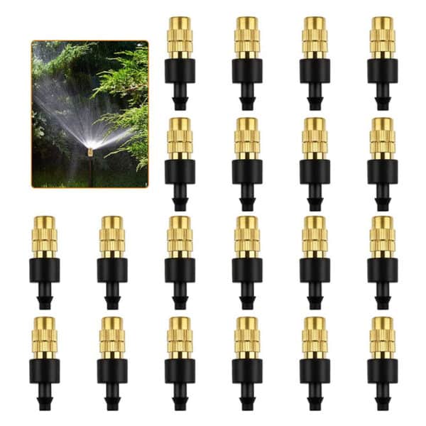 Heqishun 20 Stück Sprinkler Düse Messing Spühdüsen Nebeldüse Einstellbare Sprühdüsen Wasser Nebel Sprinkler für Gras
