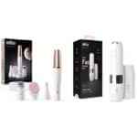 Braun FaceSpa Pro Beauty Set mit Gesichtsepilierer, Gesichtsreinigungsbürste, Aufsatz, Halter und Tasche, SE912, weiss/bronze & Face Mini-Haarentferner, für Damen, FS1000