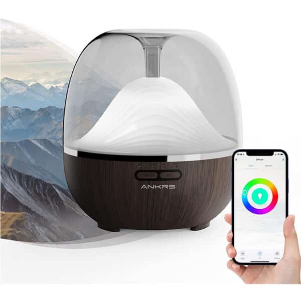 Alexa Smart Aroma Diffuser 600ml, Ankrs Ätherische Öle Diffusor Aroma Luftbefeuchter, WLAN Diffuser kompatibel mit Alexa/Google Home, Smart Home, Ultra Quiet, BPA Free für Schlafzimmer, Büro, Spa