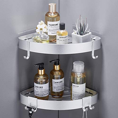 GERUIKE Duschablage Ohne Bohren,Duschregal Ohne Bohren, Duscheckregal, Duschkorb, Badregal, für Bad Küche Toilette, Aluminium, 2 Stück GERUIKE Duschablage Ohne Bohren,Duschregal Ohne Bohren, Duscheckregal, Duschkorb, Badregal, für Bad Küche Toilette, Aluminium, 2 Stück