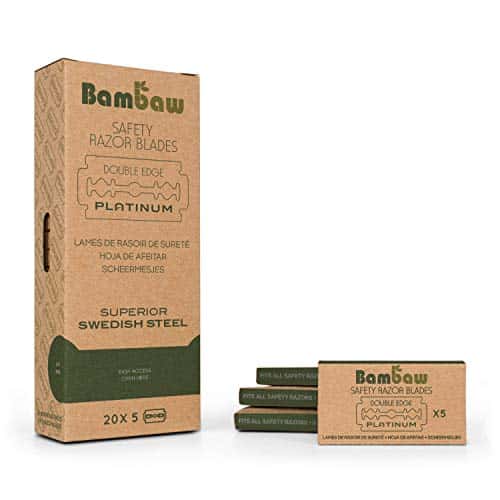 Rasierklingen, 100 Pack, Schwedische Stahl-Ersatz- Sicherheits-Rasierklingen, 18 bis 24 Monate Vorrat, Bambaw