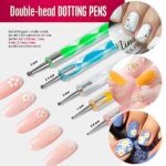 Nail Art Pinsel Set, FANDAMEI 15 Stücke Nagel Pinsel  5 Stücke Dotted Pen, 10 Rolle Streifenband Nägel, Strasssteine Nägel, Ultra Dünn Nagel Pailletten für Nagelkunst Maniküre Set – Bild 3
