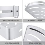 Duschablage,Duschregal ohne Bohren mit Haken und Magic Sticker,Multifunktions Dusche Ablage Duschkorb Duschaufbewahrung - Aluminium duschregal eckregal – Bild 5