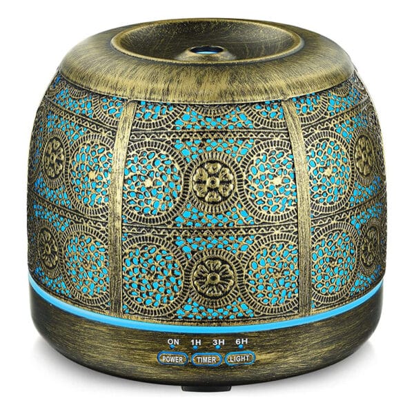 SALKING Aktualisierte Version Aroma Diffuser, 500ml Metall Aromatherapie Diffusor für ätherische Öle, 7 Farbe Duftlampe Vintage Diffusor Luftbefeuchter für Baby