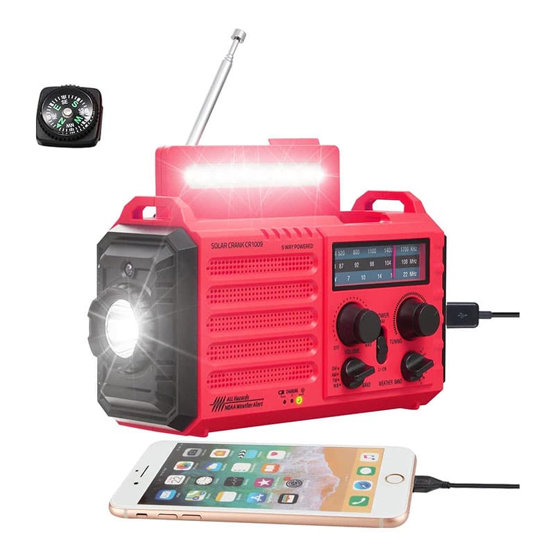 Mesqool Notfallradio Solar Kurbel Tragbares Radio, Wasserdicht LED Dynamo Lampe Powerbank AM/FM/SW-Radio und SOS Alarm, Solarenergie, Handdynamokurbel, Taschenlampe, Batteriebetrieben, Kompass Mesqool Notfallradio Solar Kurbel Tragbares Radio, Wasserdicht LED Dynamo Lampe Powerbank AM/FM/SW-Radio und SOS Alarm, Solarenergie, Handdynamokurbel, Taschenlampe, Batteriebetrieben, Kompass