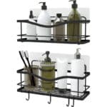 KINCMAX Duschablage ohne Bohren aus Edelstahl, 2er Set, Regal Selbstklebend für das Badezimmer & Küche - Schampoo Halterung, Duschkorb, Duschregal mit Haken