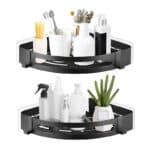 PNNP Duschregal Duschablage Ecke Ohne Bohren 2 Stück Selbstklebend, Badezimmer Regal Metall Rostfrei, Duschkorb Bad Accessoires Mit Haken, Badregal für Bathroom Organizer Dusche Ablage