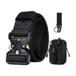 BESTKEE Herren Taktischer Gürtel 1,5 Zoll Hochleistungs Gürtel, Militär Stil Buckle Gürtel Nylon Schnellverschluss Metallschnalle, Geschenk mit Taktischem Molle-Beutel und Haken (Grösse: 125cm)
