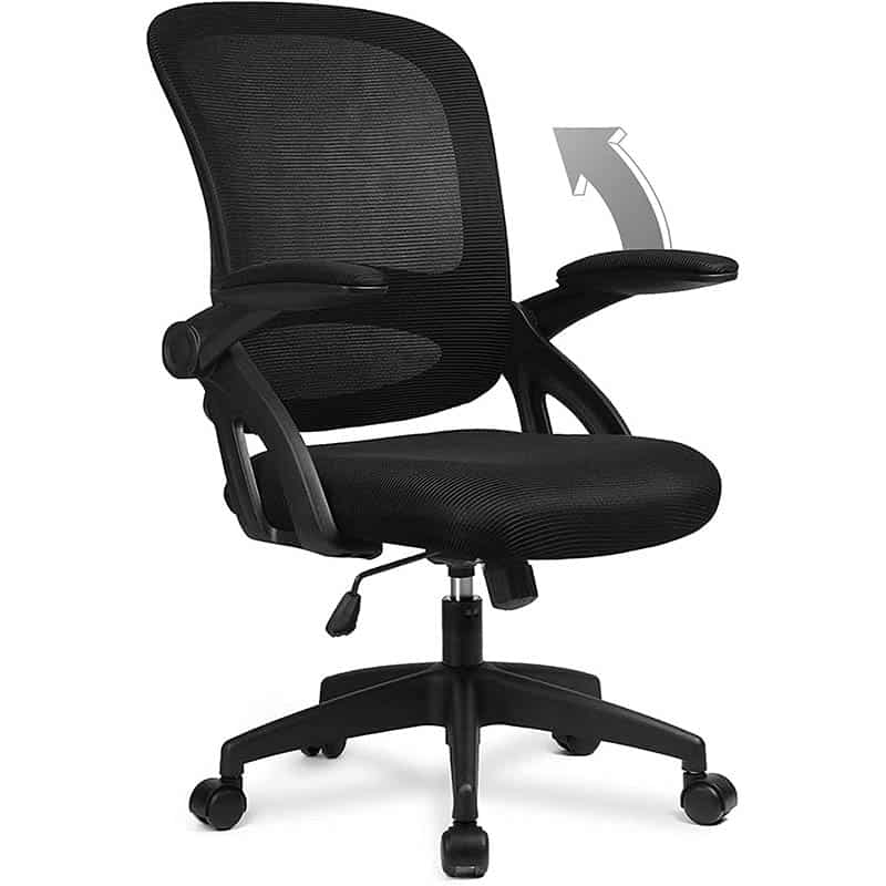 COMHOMA Bürostuhl mit hochklappbaren Armlehnen, Ergonomischer Schreibtischstuhl, Drehstuhl Chefsessel Netz Stuhl COMHOMA Bürostuhl mit hochklappbaren Armlehnen, Ergonomischer Schreibtischstuhl, Drehstuhl Chefsessel Netz Stuhl