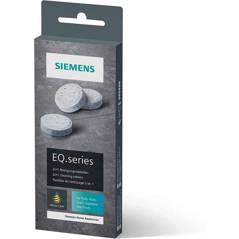 Siemens Reinigungstabletten TZ80001A, Kaffeeöl-Rückstände ideal entfernen, optimiert für das Reinigungsprogramm von Kaffeevollautomaten der Reihen EQ Siemens Reinigungstabletten TZ80001A, Kaffeeöl-Rückstände ideal entfernen, optimiert für das Reinigungsprogramm von Kaffeevollautomaten der Reihen EQ
