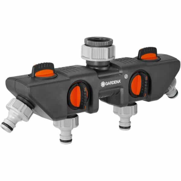 Gardena Wege-Verteiler Anschlussmöglichkeit Geräte an den Wasserhahn, passend zu Gardena Bewässerungscomputern & -uhren, Wasserdurchfluss regulier- und absperrbar