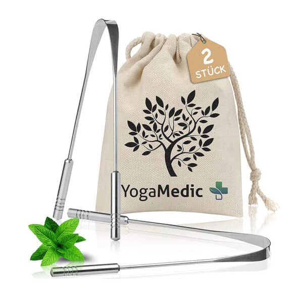 Zungenreiniger Edelstahl 100% inkl. Baumwollbeutel, Handgefertigt, Verpackung 100% recycelt, Ayurveda Zungenschaber gegen Mundgeruch