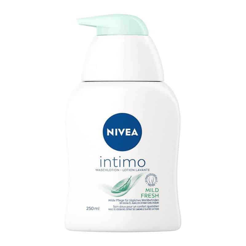 NIVEA Intimo Waschlotion Mild Fresh (250 ml), Intim Waschgel mit Milchsäure, Kamillenextrakt und Bio Jojobaöl, Intim Waschlotion für normale Haut NIVEA Intimo Waschlotion Mild Fresh (250 ml), Intim Waschgel mit Milchsäure, Kamillenextrakt und Bio Jojobaöl, Intim Waschlotion für normale Haut