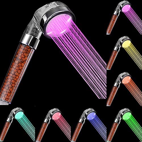 Rovtop Led Duschkopf, Led Duschkopf mit Farbwechsel, Keine Stromversorgung, Hochdruckwassereinsparung, 7 Farben ändern Sich Zufällig Rovtop Led Duschkopf, Led Duschkopf mit Farbwechsel, Keine Stromversorgung, Hochdruckwassereinsparung, 7 Farben ändern Sich Zufällig