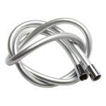 Krodo Duschschlauch 1,5 m / 150 cm PVC Glatter Brauseschlauch mit verdrehsicheren Messinganschlüssen, Chrom - Universalersatz, flexibel, knick- und auslaufsicher