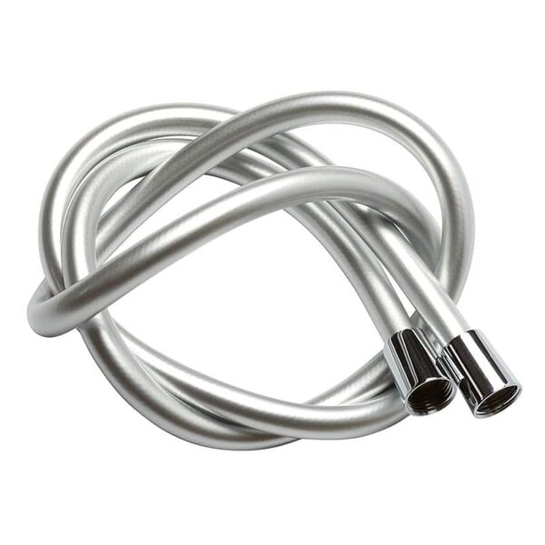 Krodo Duschschlauch 1,5 m / 150 cm PVC Glatter Brauseschlauch mit verdrehsicheren Messinganschlüssen, Chrom - Universalersatz, flexibel, knick- und auslaufsicher