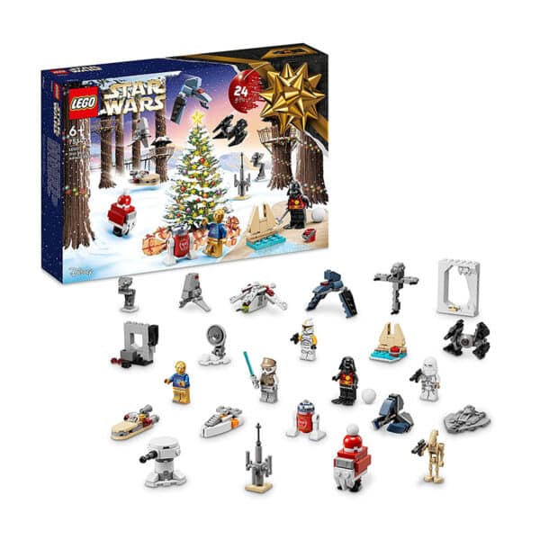 LEGO 75340 Star Wars Adventskalender 2022, 24 Weihnachtsspielzeuge, darunter Minifiguren Gonk Droid, R2-D2, Darth Vader und baubare Fahrzeuge