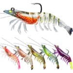 TRUSCEND Pre-Rigged Jig Head Angelköder, Premium Garnele Wobbler mit VMC Hook, Weedless Soft Swimbaits für Bass, Angelköder mit Spinner, Forelle Crappie Walleye Fishing Jigs für Süsswasser Salzwasser