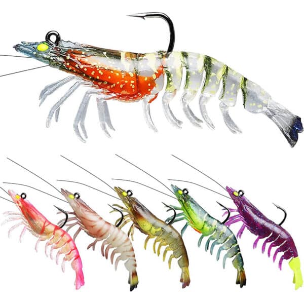 TRUSCEND Pre-Rigged Jig Head Angelköder, Premium Garnele Wobbler mit VMC Hook, Weedless Soft Swimbaits für Bass, Angelköder mit Spinner, Forelle Crappie Walleye Fishing Jigs für Süsswasser Salzwasser