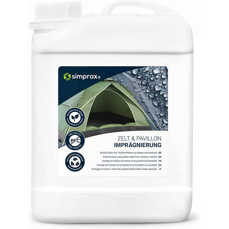 simprax® Zelt Imprägnierung Spray-On - 2,5 Liter Kanister - Oeko-TEX Zertifiziert - UV-stabil, biologisch abbaubar simprax® Zelt Imprägnierung Spray-On - 2,5 Liter Kanister - Oeko-TEX Zertifiziert - UV-stabil, biologisch abbaubar