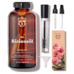 Bionoble Rizinusöl Bio - 100% Rein, Natürlich und Kaltgepresst - Wimpern, Augenbrauen, Haare, Bart, Nägel - Vegan und Cruelty Free -Castor Oil - Glasflasche + Pipette + Pumpe + Mascara Kit
