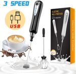 CAVN Elektrischer Milchaufschäumer mit Doppeltem Quirl, USB Aufladbar, 2 in 1 Handheld Batteriebetriebene Milchaufschäumer Handmixer Milk Frother Milchschaum Eiermixer für Kaffee,Latte – Bild 9